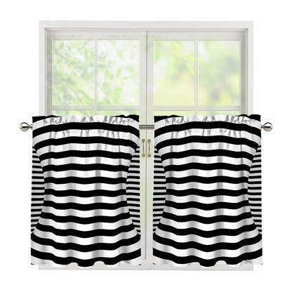 Black And White Torus Illusion Print Tier Curtains