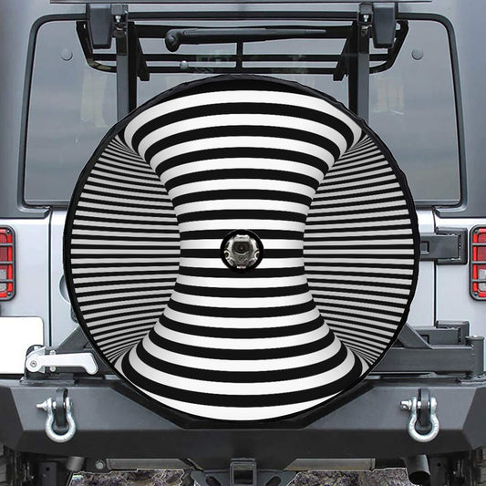 Black And White Torus Illusion Print Tire Cover With Camera Hole