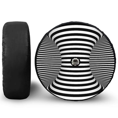 Black And White Torus Illusion Print Tire Cover With Camera Hole