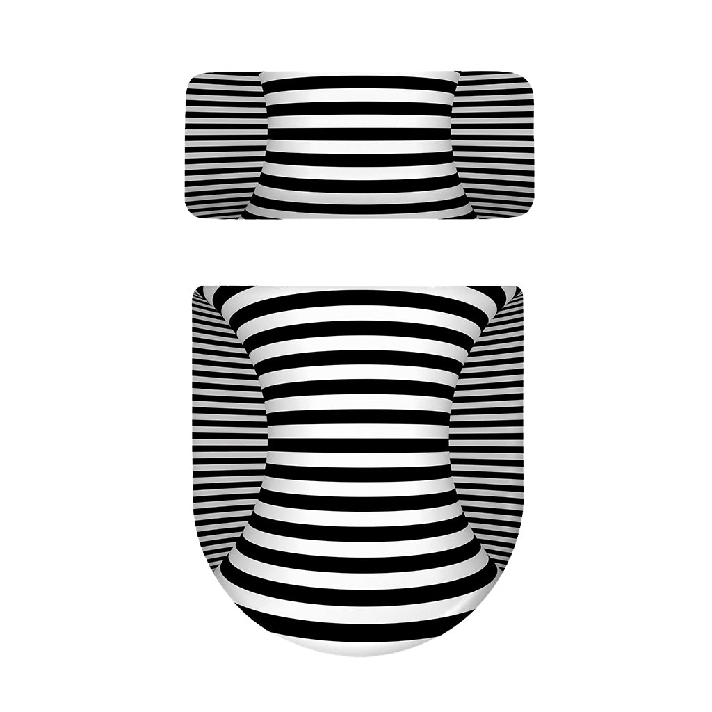 Black And White Torus Illusion Print Toilet Lid And Tank Cover Set
