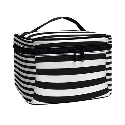 Black And White Torus Illusion Print Travel Makeup Bag