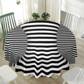 Black And White Torus Illusion Print Waterproof Round Tablecloth
