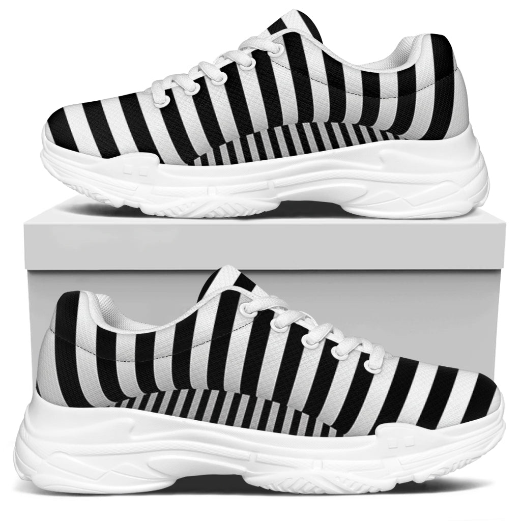 Black And White Torus Illusion Print White Chunky Shoes