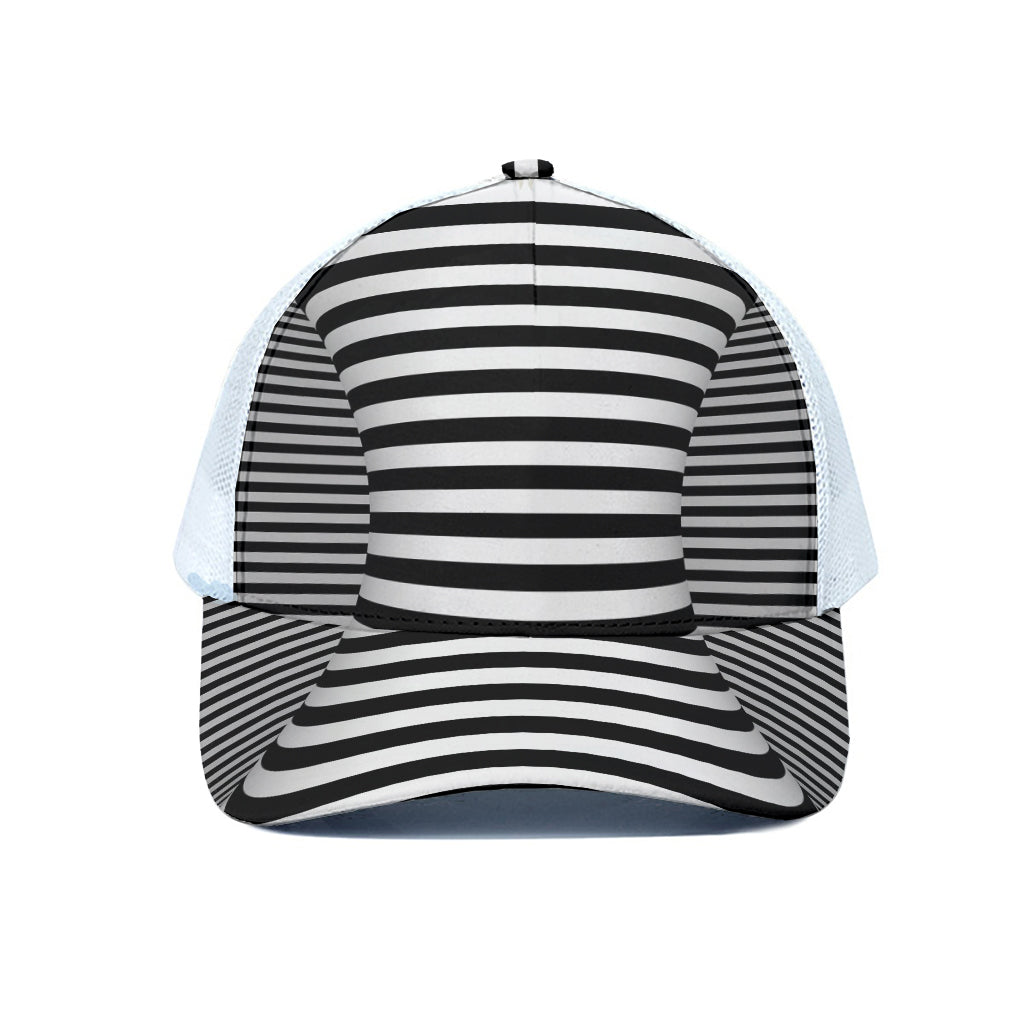 Black And White Torus Illusion Print White Mesh Trucker Cap