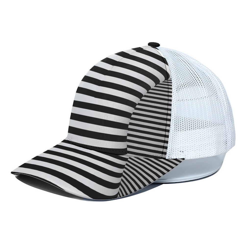 Black And White Torus Illusion Print White Mesh Trucker Cap