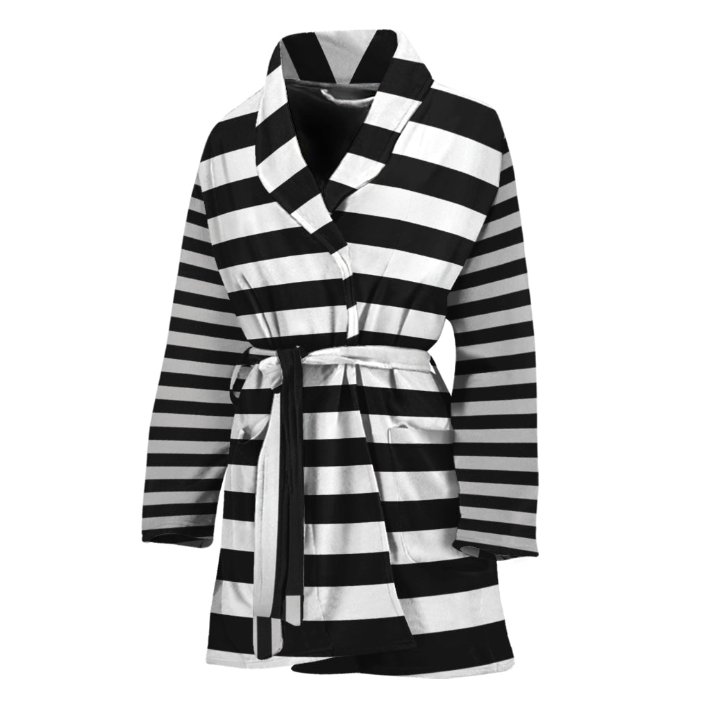 Black And White Torus Illusion Print Women's Bathrobe