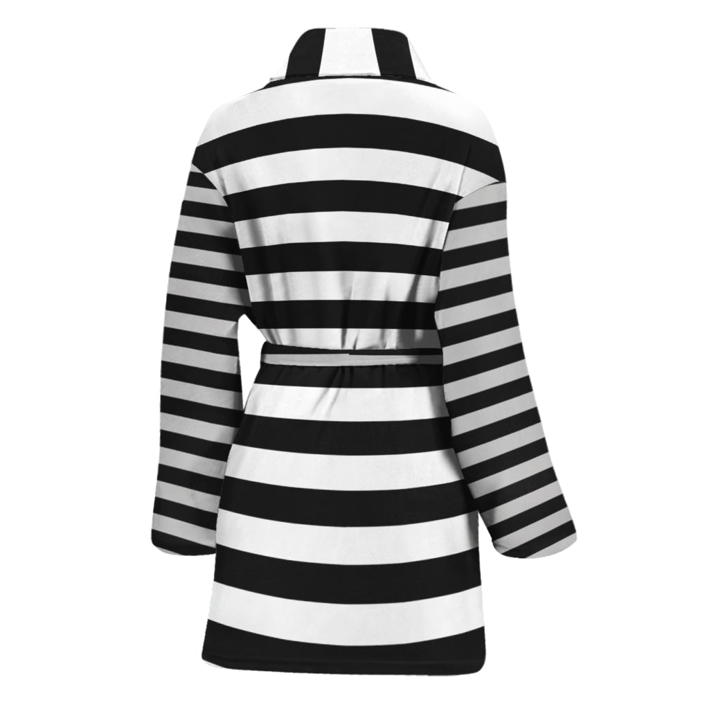 Black And White Torus Illusion Print Women's Bathrobe