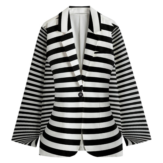 Black And White Torus Illusion Print Women's Blazer