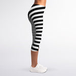Black And White Torus Illusion Print Women's Capri Leggings