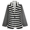 Black And White Torus Illusion Print Women's Cotton Blazer