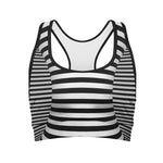 Black And White Torus Illusion Print Women's Sports Bra