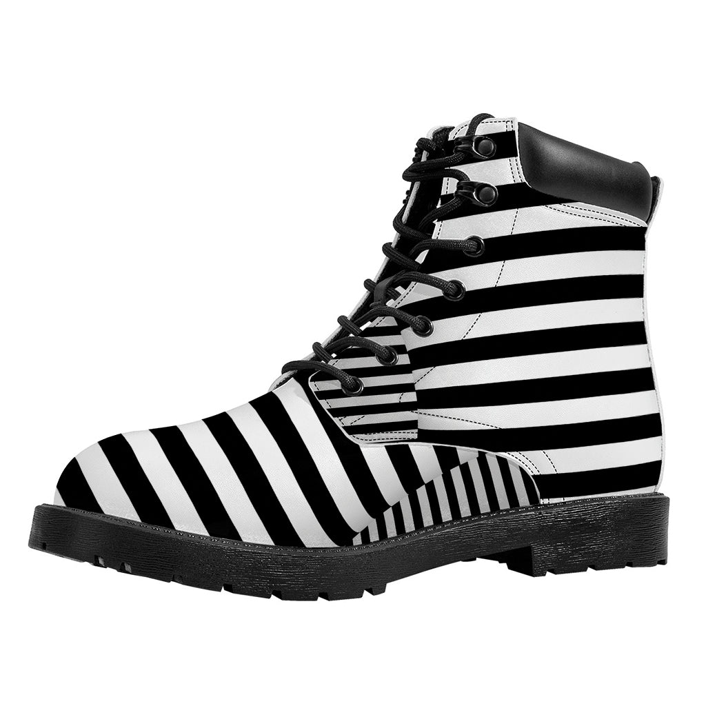Black And White Torus Illusion Print Work Boots