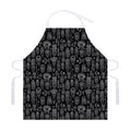 Black And White Totem Pattern Print Adjustable Apron