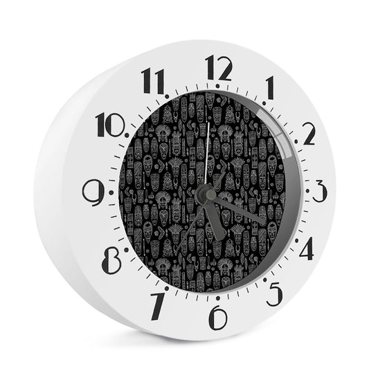 Black And White Totem Pattern Print Alarm Clock