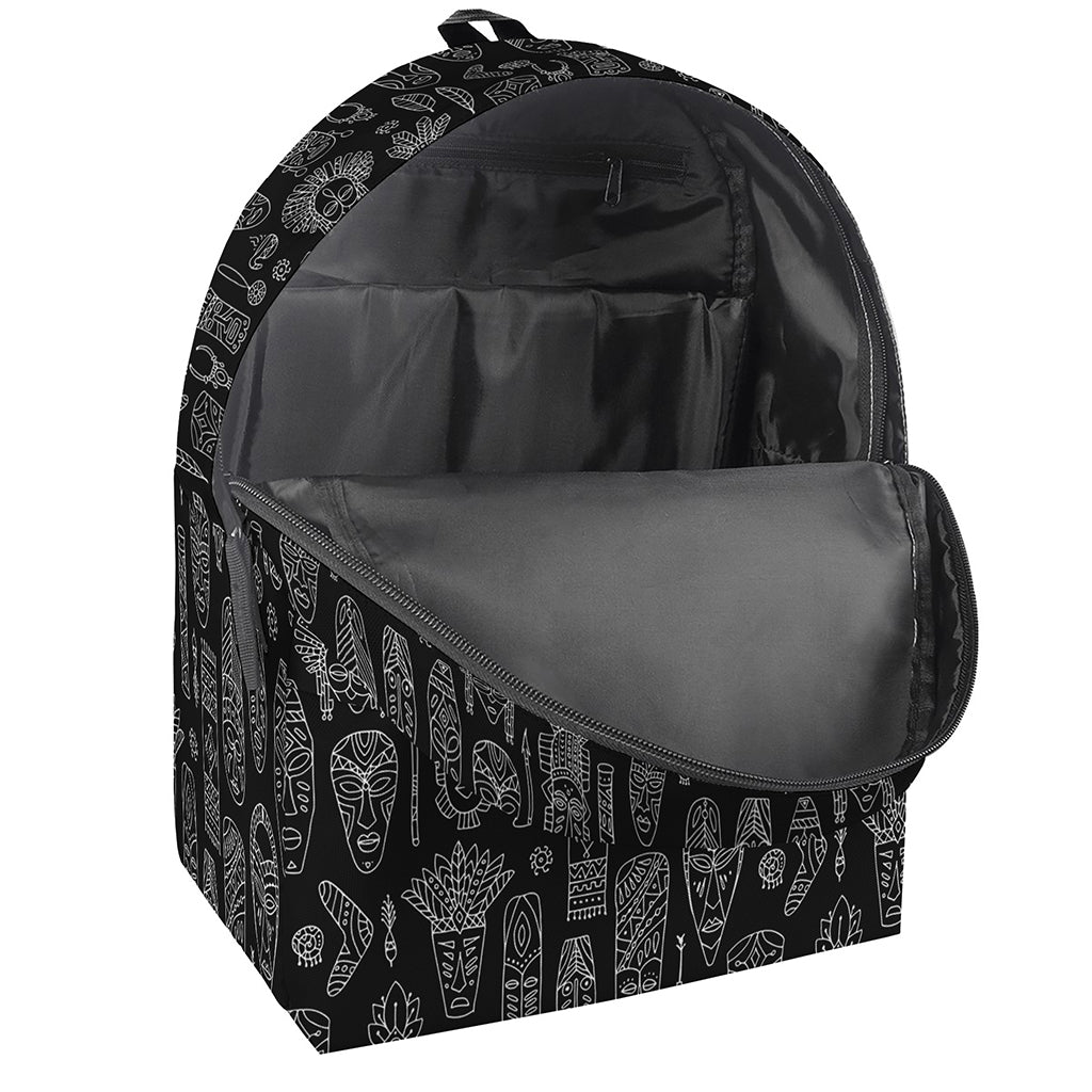Black And White Totem Pattern Print Backpack