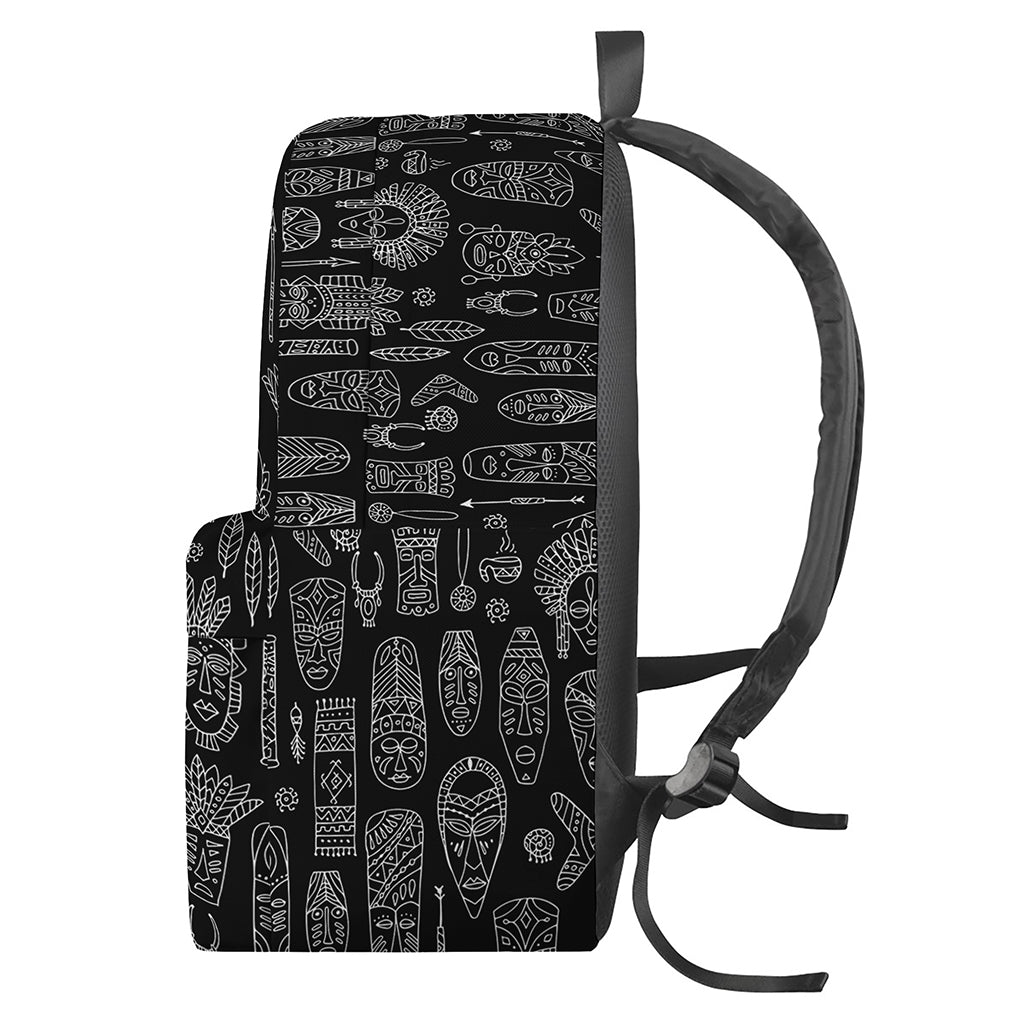 Black And White Totem Pattern Print Backpack