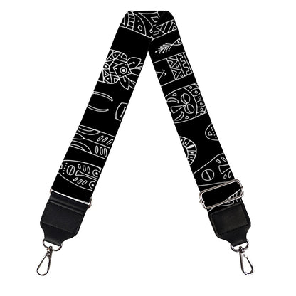 Black And White Totem Pattern Print Bag Strap