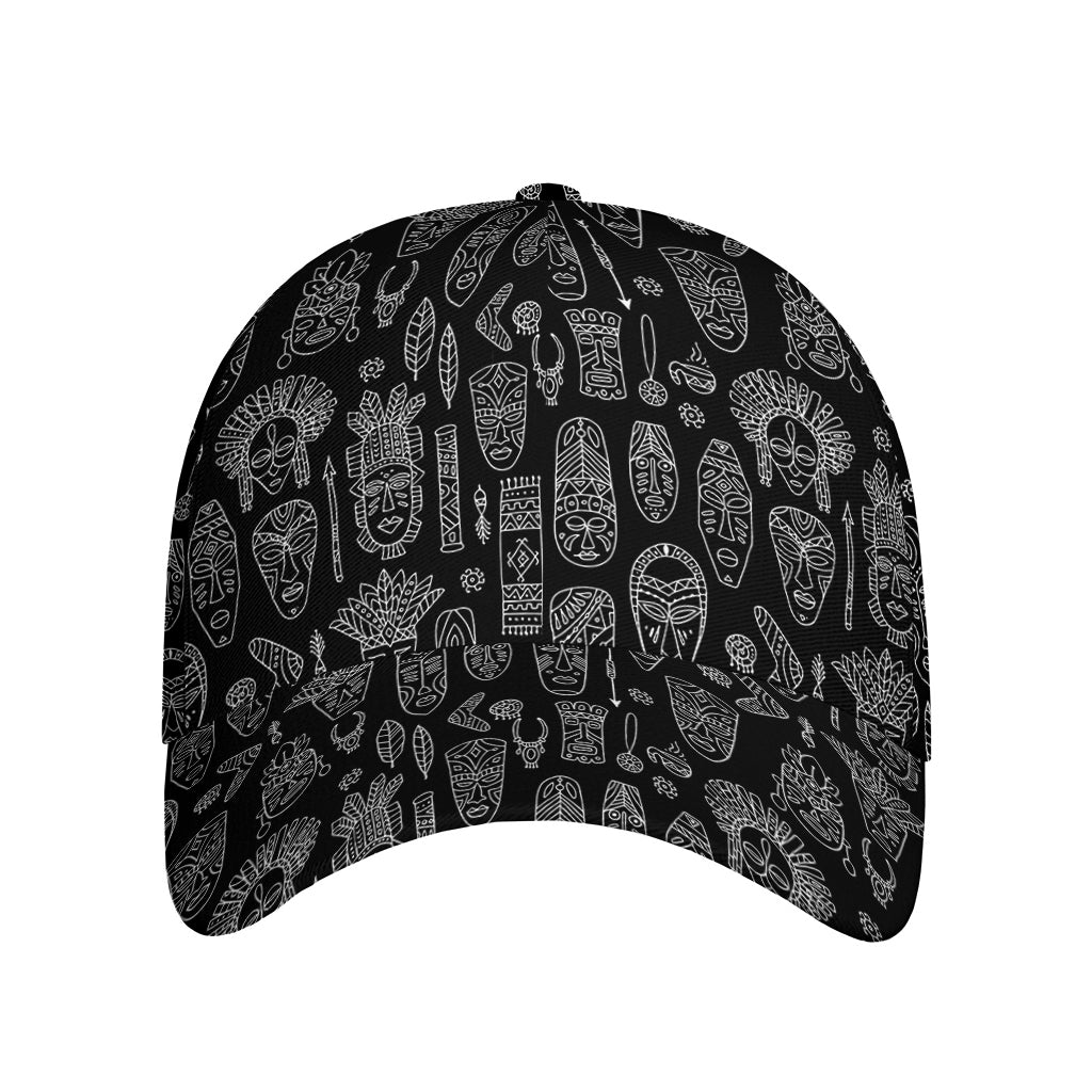 Black And White Totem Pattern Print Baseball Cap