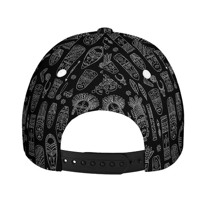 Black And White Totem Pattern Print Baseball Cap