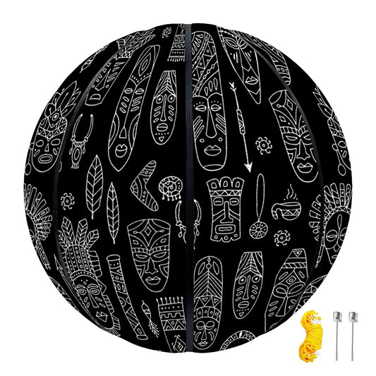 Black And White Totem Pattern Print Basketball