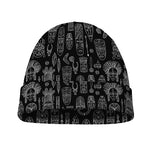 Black And White Totem Pattern Print Beanie