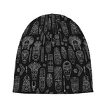 Black And White Totem Pattern Print Beanie