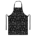 Black And White Totem Pattern Print Bib Apron With Pocket