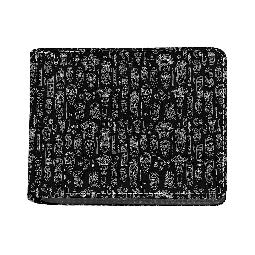 Black And White Totem Pattern Print Bifold Wallet