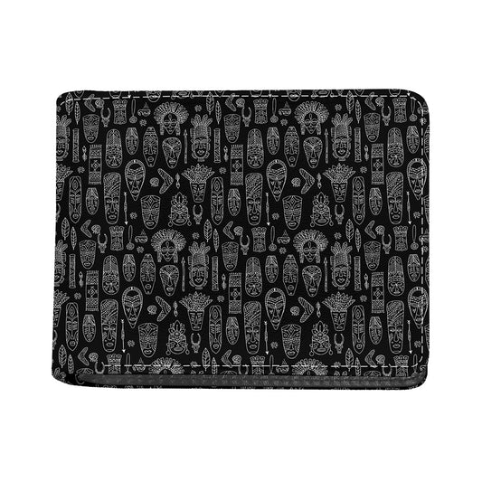 Black And White Totem Pattern Print Bifold Wallet