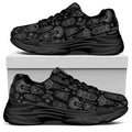Black And White Totem Pattern Print Black Chunky Shoes