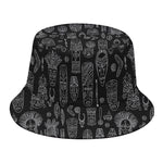 Black And White Totem Pattern Print Bucket Hat