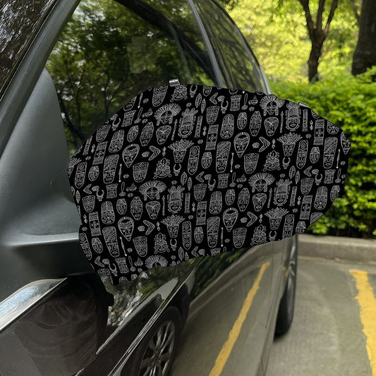 Black And White Totem Pattern Print Car Side Mirror Covers