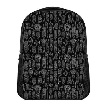 Black And White Totem Pattern Print Casual Backpack