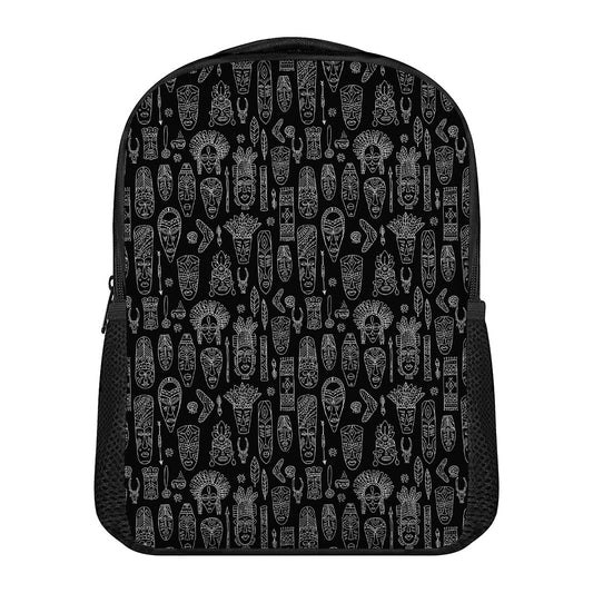 Black And White Totem Pattern Print Casual Backpack