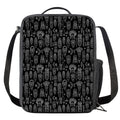 Black And White Totem Pattern Print Crossbody Lunch Bag