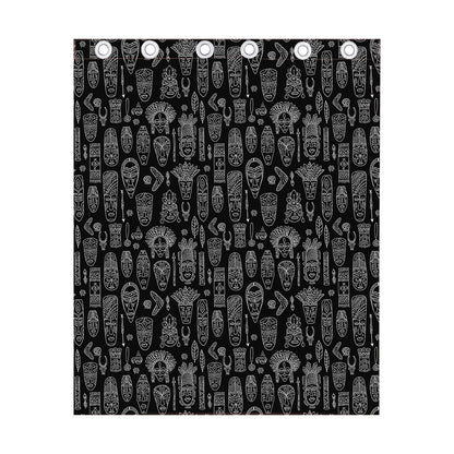 Black And White Totem Pattern Print Curtain