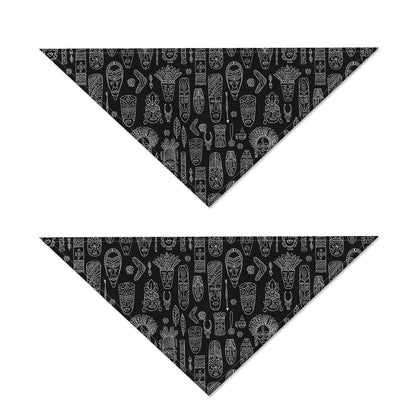 Black And White Totem Pattern Print Dog Bandana