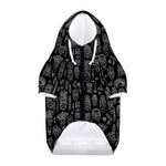 Black And White Totem Pattern Print Dog Zip Up Hoodie