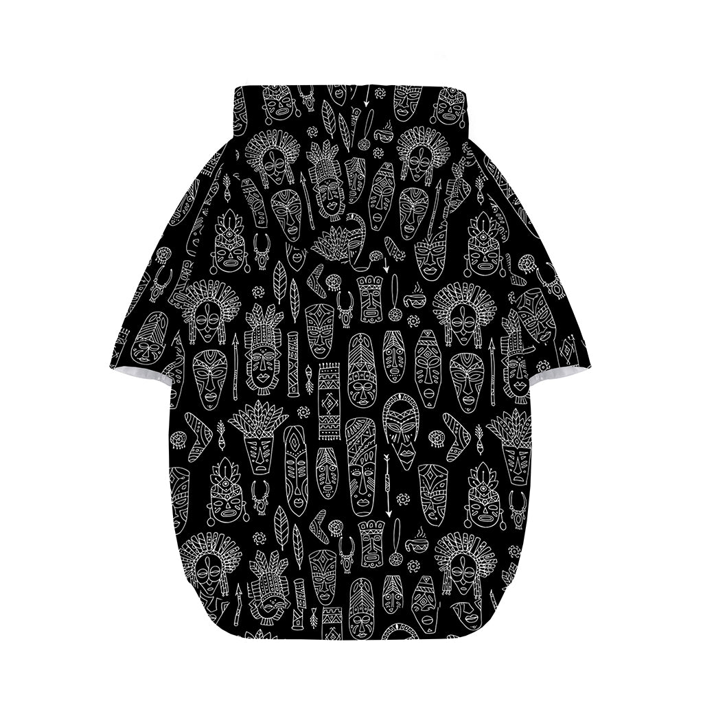 Black And White Totem Pattern Print Dog Zip Up Hoodie