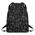 Black And White Totem Pattern Print Drawstring Backpack