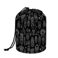 Black And White Totem Pattern Print Drawstring Makeup Bag