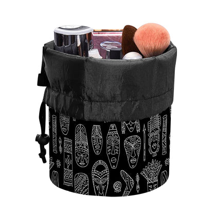 Black And White Totem Pattern Print Drawstring Makeup Bag