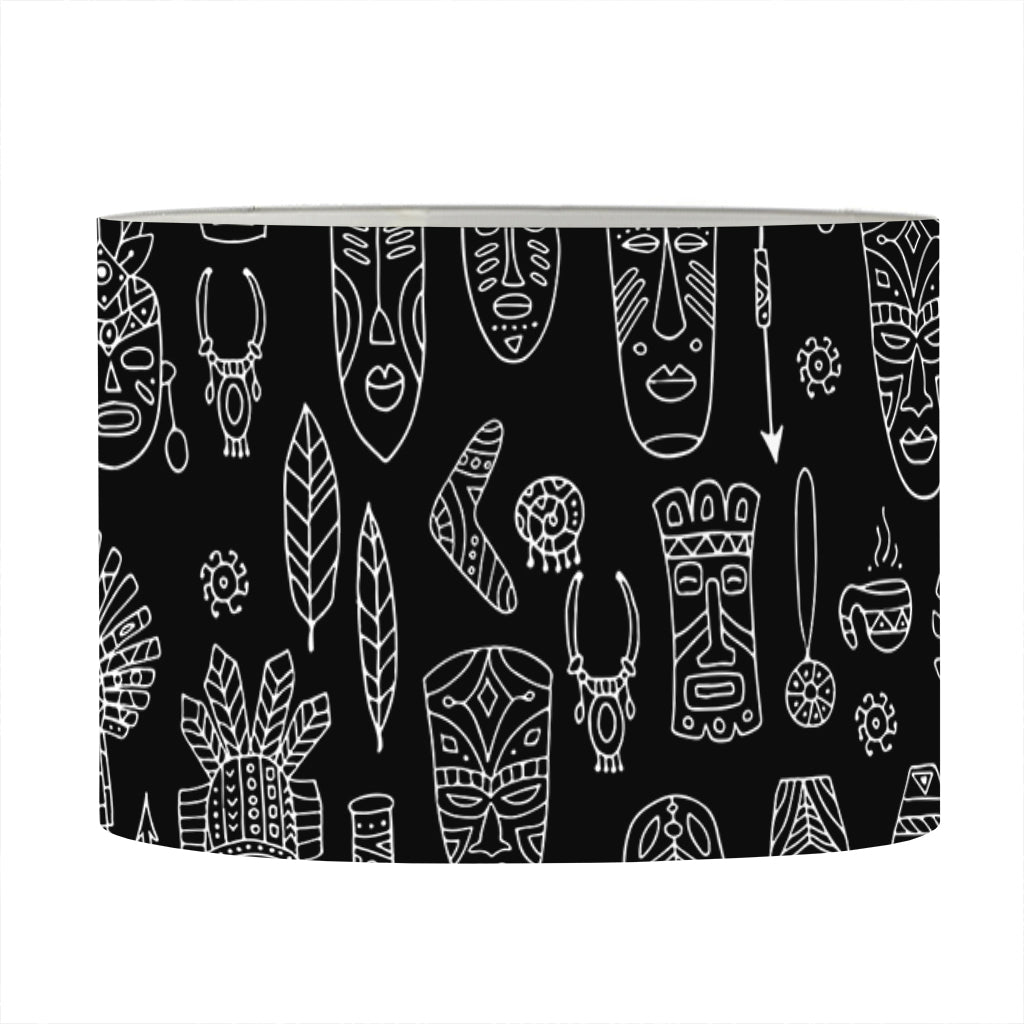 Black And White Totem Pattern Print Drum Lamp Shade