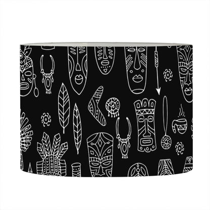Black And White Totem Pattern Print Drum Lamp Shade