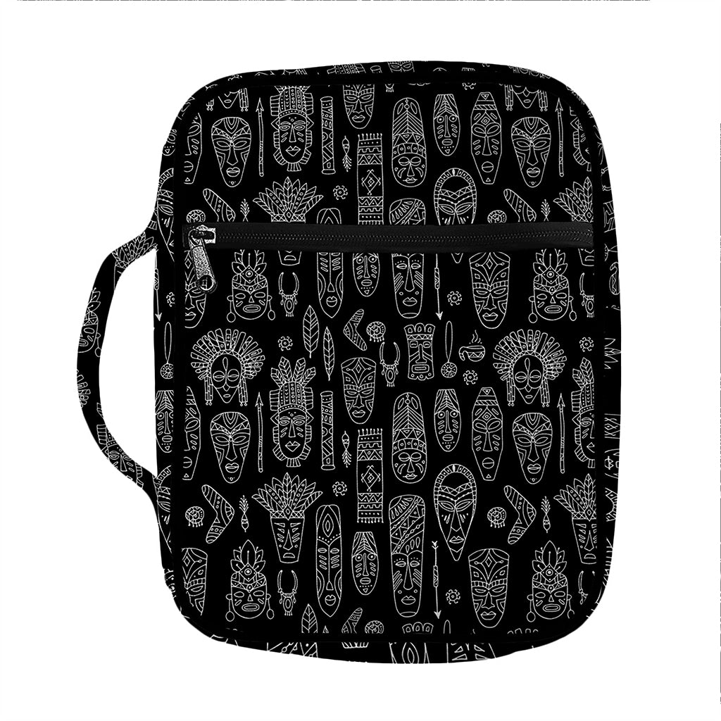 Black And White Totem Pattern Print Front Pocket Bible Bag