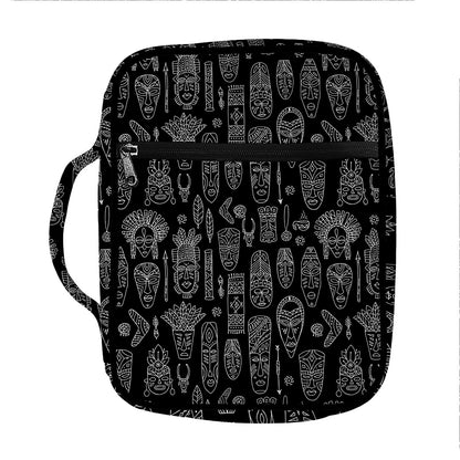 Black And White Totem Pattern Print Front Pocket Bible Bag