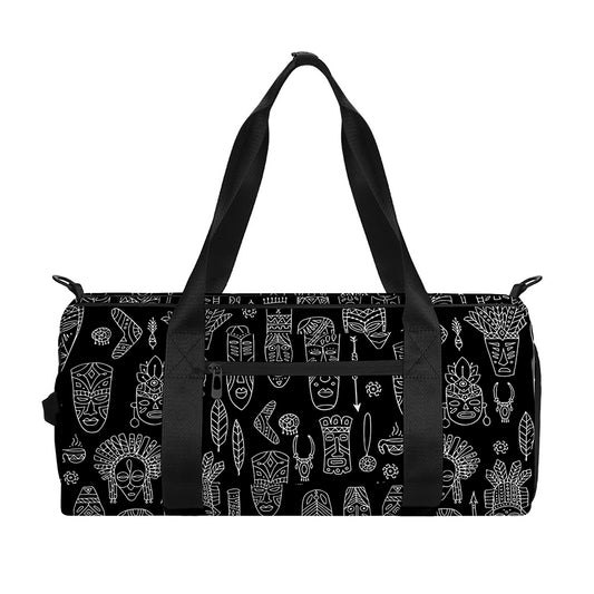 Black And White Totem Pattern Print Gym Bag