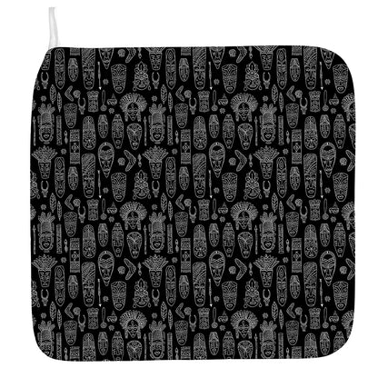 Black And White Totem Pattern Print Hand Towel