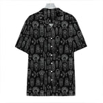 Black And White Totem Pattern Print Hawaiian Shirt