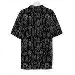 Black And White Totem Pattern Print Hawaiian Shirt